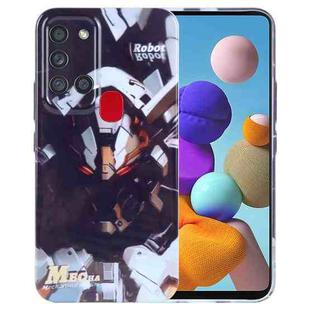 For Samsung Galaxy A21s Painted Pattern Precise Hole PC Phone Case(Grey Robot)