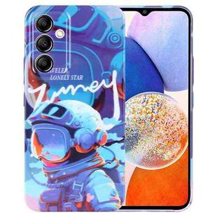 For Samsung Galaxy A14 5G Painted Pattern Precise Hole PC Phone Case(Blue Paint Astronaut)