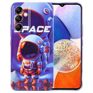 For Samsung Galaxy A14 5G Painted Pattern Precise Hole PC Phone Case(Orange White Astronaut)