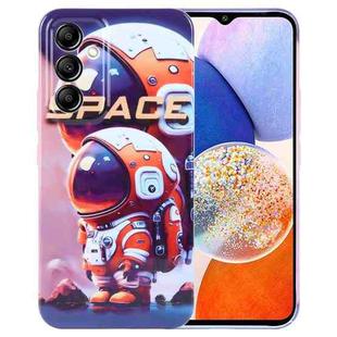 For Samsung Galaxy A14 5G Painted Pattern Precise Hole PC Phone Case(Orange Astronaut)
