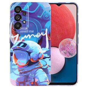 For Samsung Galaxy A13 4G Painted Pattern Precise Hole PC Phone Case(Blue Paint Astronaut)