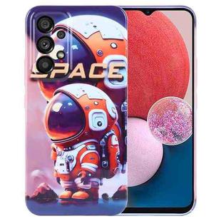 For Samsung Galaxy A13 4G Painted Pattern Precise Hole PC Phone Case(Orange Astronaut)