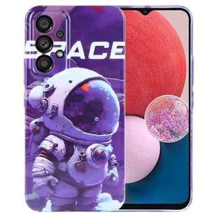 For Samsung Galaxy A13 4G Painted Pattern Precise Hole PC Phone Case(Purple Astronaut)