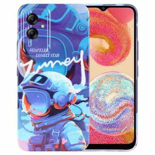 For Samsung Galaxy A04e Painted Pattern Precise Hole PC Phone Case(Blue Paint Astronaut)