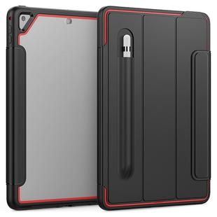 For iPad Air 2 / Air / 9.7 (2018 & 2017) Acrylic + TPU Horizontal Flip Smart Leather Case with Three-folding Holder & Pen Slot & Wake-up / Sleep Function(Red+Black)
