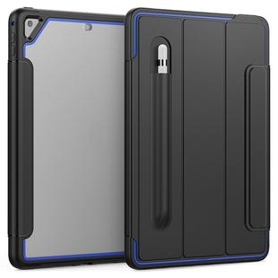 For iPad Air 2 / Air / 9.7 (2018 & 2017) Acrylic + TPU Horizontal Flip Smart Leather Case with Three-folding Holder & Pen Slot & Wake-up / Sleep Function(Blue+Black)