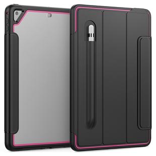 For iPad Air 2 / Air / 9.7 (2018 & 2017) Acrylic + TPU Horizontal Flip Smart Leather Case with Three-folding Holder & Pen Slot & Wake-up / Sleep Function(Rose Red+Black)