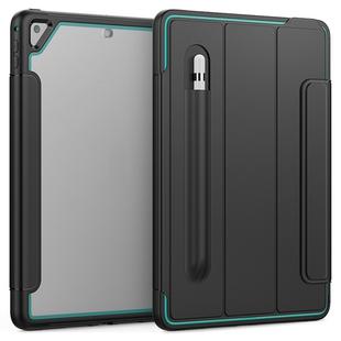 For iPad Air 2 / Air / 9.7 (2018 & 2017) Acrylic + TPU Horizontal Flip Smart Leather Case with Three-folding Holder & Pen Slot & Wake-up / Sleep Function(Light Blue+Black)