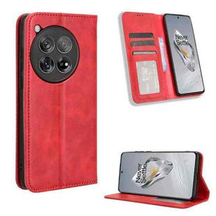 For OnePlus 12R / Ace 3 5G Magnetic Buckle Retro Texture Leather Phone Case(Red)