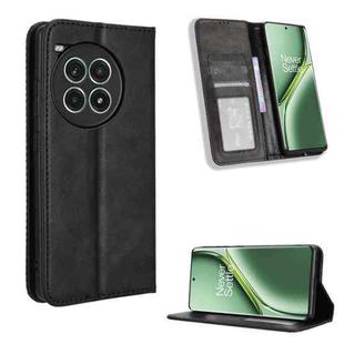 For OnePlus Ace 3 Pro Magnetic Buckle Retro Texture Leather Phone Case(Black)