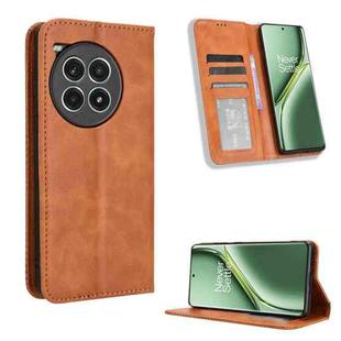 For OnePlus Ace 3 Pro Magnetic Buckle Retro Texture Leather Phone Case(Brown)