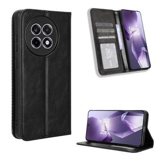 For OnePlus Ace 5 5G / 5 Pro 5G / 13R 5G Magnetic Buckle Retro Texture Leather Phone Case(Black)