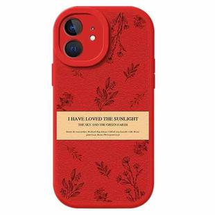 For iPhone 12 Lamb Leather Texture New Year Design Full Coverage Phone Case(Flower)