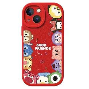For iPhone 14 Lamb Leather Texture New Year Design Full Coverage Phone Case(Cartoon Animals)