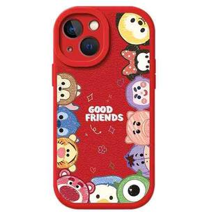 For iPhone 14 Plus Lamb Leather Texture New Year Design Full Coverage Phone Case(Cartoon Animals)