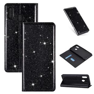 For Samsung Galaxy A40 Ultrathin Glitter Magnetic Horizontal Flip Leather Case with Holder & Card Slots(Black)