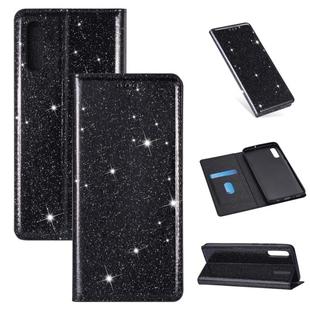 For Samsung Galaxy A70 Ultrathin Glitter Magnetic Horizontal Flip Leather Case with Holder & Card Slots(Black)