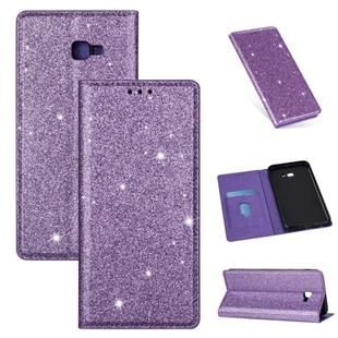 For Samsung Galaxy J4+ Ultrathin Glitter Magnetic Horizontal Flip Leather Case with Holder & Card Slots(Purple)