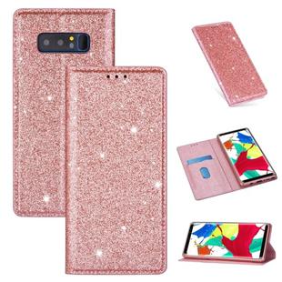 For Samsung Galaxy Note 8 Ultrathin Glitter Magnetic Horizontal Flip Leather Case with Holder & Card Slots(Rose Gold)