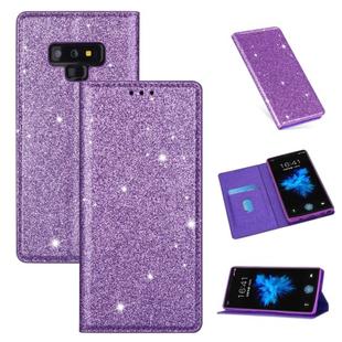 For Samsung Galaxy Note 9 Ultrathin Glitter Magnetic Horizontal Flip Leather Case with Holder & Card Slots(Purple)