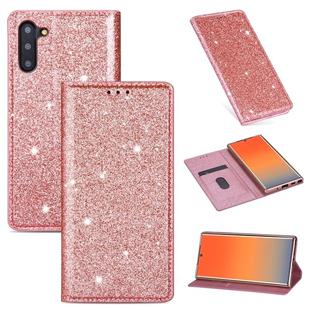 For Samsung Galaxy Note 10 Ultrathin Glitter Magnetic Horizontal Flip Leather Case with Holder & Card Slots(Rose Gold)