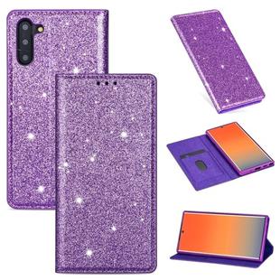 For Samsung Galaxy Note 10 Ultrathin Glitter Magnetic Horizontal Flip Leather Case with Holder & Card Slots(Purple)