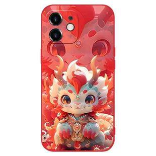 For iPhone 12 New Year Red Silicone Shockproof Phone Case(Cute Little Dragon)