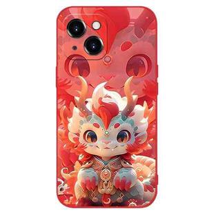 For iPhone 13 mini New Year Red Silicone Shockproof Phone Case(Cute Little Dragon)