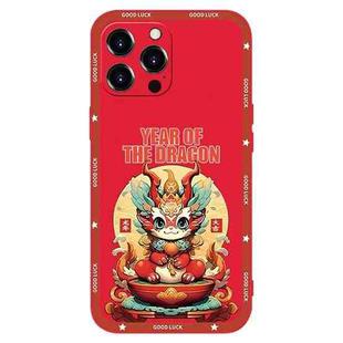For iPhone 13 Pro Max New Year Red Silicone Shockproof Phone Case(Year OF The Dragon)