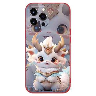 For iPhone 13 Pro Max New Year Red Silicone Shockproof Phone Case(White Dragon)