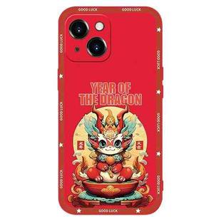 For iPhone 14 Plus New Year Red Silicone Shockproof Phone Case(Year OF The Dragon)