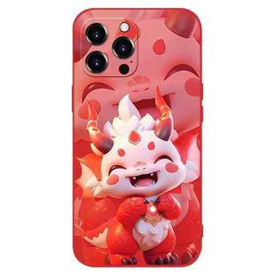 For iPhone 15 Pro New Year Red Silicone Shockproof Phone Case(Happy Dragon Doll)