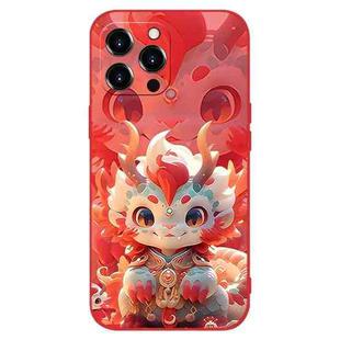 For iPhone 15 Pro Max New Year Red Silicone Shockproof Phone Case(Cute Little Dragon)