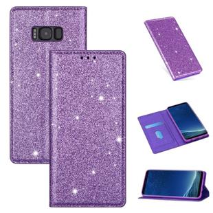 For Samsung Galaxy S8+ Ultrathin Glitter Magnetic Horizontal Flip Leather Case with Holder & Card Slots(Purple)