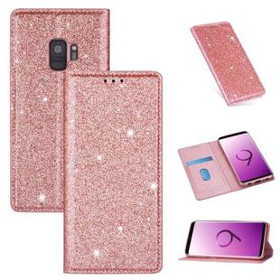 For Samsung Galaxy S9 Ultrathin Glitter Magnetic Horizontal Flip Leather Case with Holder & Card Slots(Rose Gold)