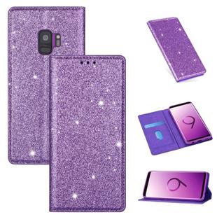 For Samsung Galaxy S9 Ultrathin Glitter Magnetic Horizontal Flip Leather Case with Holder & Card Slots(Purple)