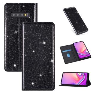 For Samsung Galaxy S10 Ultrathin Glitter Magnetic Horizontal Flip Leather Case with Holder & Card Slots(Black)