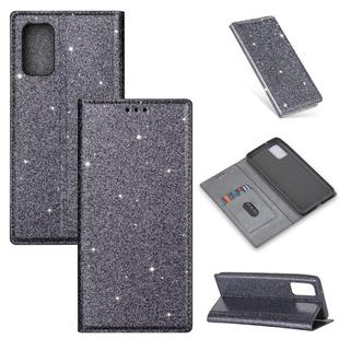 For Samsung Galaxy A41 Ultrathin Glitter Magnetic Horizontal Flip Leather Case with Holder & Card Slots(Gray)