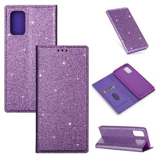 For Samsung Galaxy A71 Ultrathin Glitter Magnetic Horizontal Flip Leather Case with Holder & Card Slots(Purple)