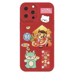 For iPhone 15 Pro Max Cartoon Year of the Dragon Chinese Style Silicone Phone Case(Getting Richer)