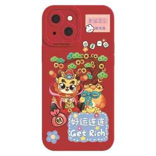 For iPhone 13 Cartoon Year of the Dragon Chinese Style Silicone Phone Case(Good Luck)