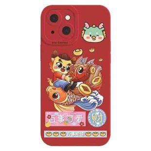 For iPhone 13 mini Cartoon Year of the Dragon Chinese Style Silicone Phone Case(Pepsi Cute)