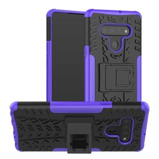 For LG Stylo 6 Tire Texture Shockproof TPU + PC Protective Case with Holder(Purple)