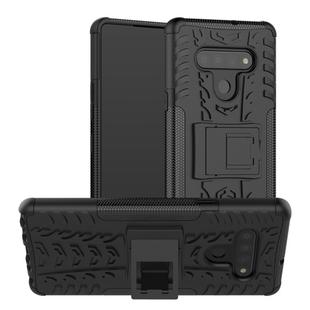 For LG Stylo 6 Tire Texture Shockproof TPU + PC Protective Case with Holder(Black)