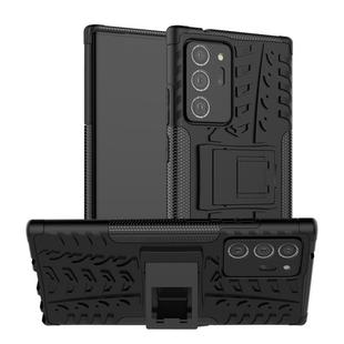 For Samsung Galaxy Note20 Ultra Tire Texture Shockproof TPU + PC Protective Case with Holder(Black)