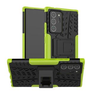 For Samsung Galaxy Note20 Ultra Tire Texture Shockproof TPU + PC Protective Case with Holder(Green)
