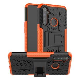 For OPPO Realme / Realme C3 Tire Texture Shockproof TPU + PC Protective Case with Holder(Orange)