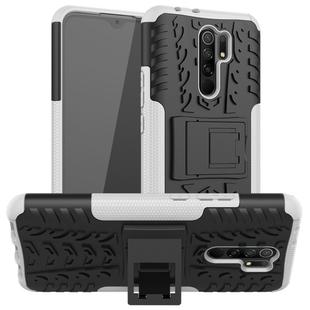 For Xiaomi Redmi 9 Tire Texture Shockproof TPU + PC Protective Case with Holder(White)