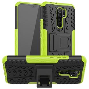 For Xiaomi Redmi 9 Tire Texture Shockproof TPU + PC Protective Case with Holder(Green)