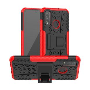 For Huawei P Smart (2020) Tire Texture Shockproof TPU + PC Protective Case with Holder(Red)